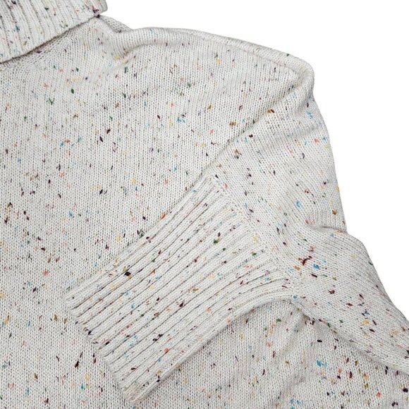 Loft Ivory Multicolor Speckle Oversize Cowl Neck Sweater Dolman Sleeve Small - Picture 6 of 10